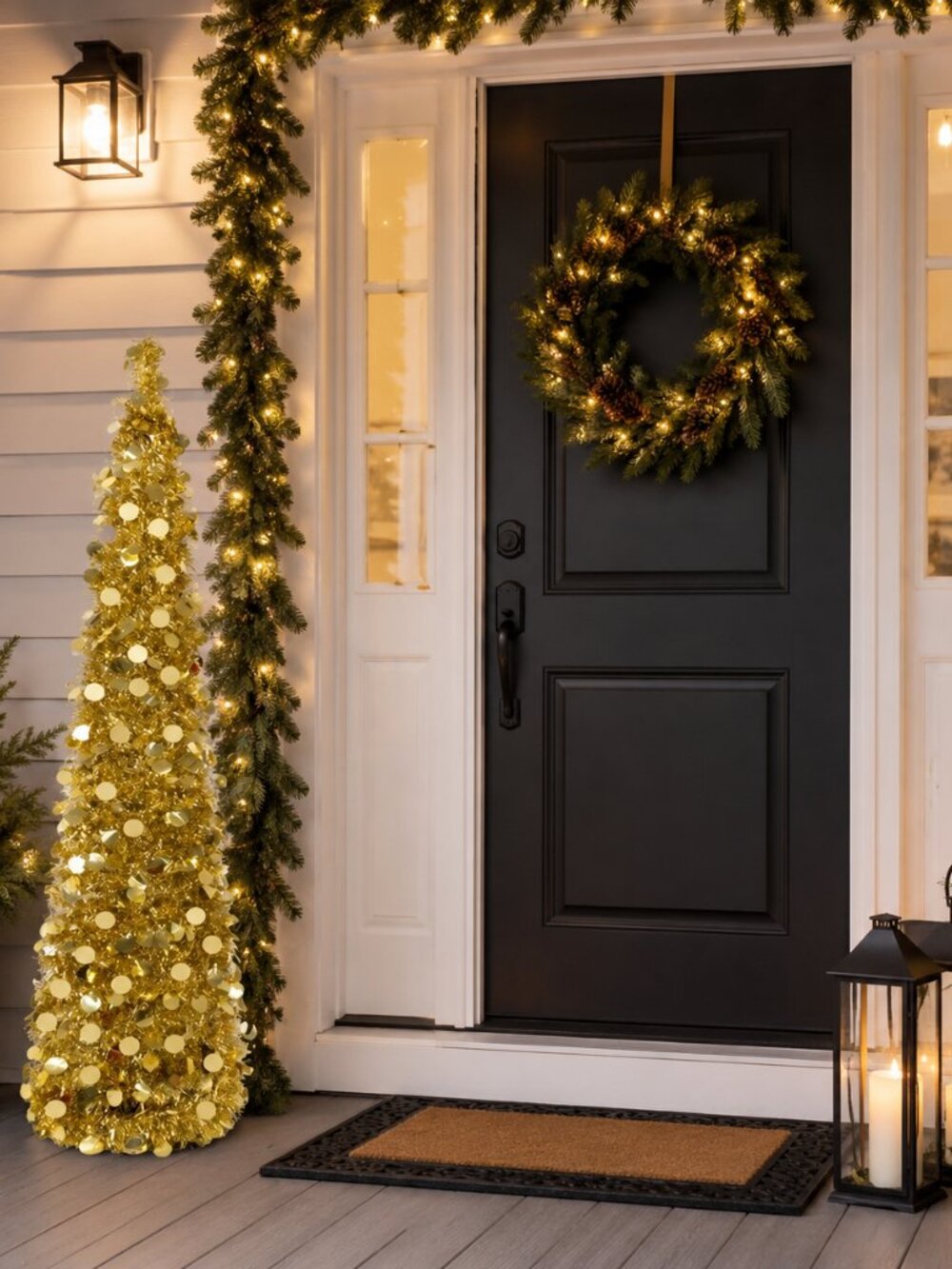 5FT Gold Christmas Pop Up Tinsel Tree Holiday Decor Collapsible